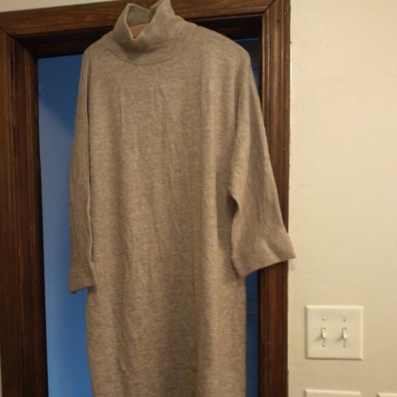 Anthropologie Turtleneck Oversized Sweater Dress Xsmall Cozy Tan NEW - Picture 4 of 5